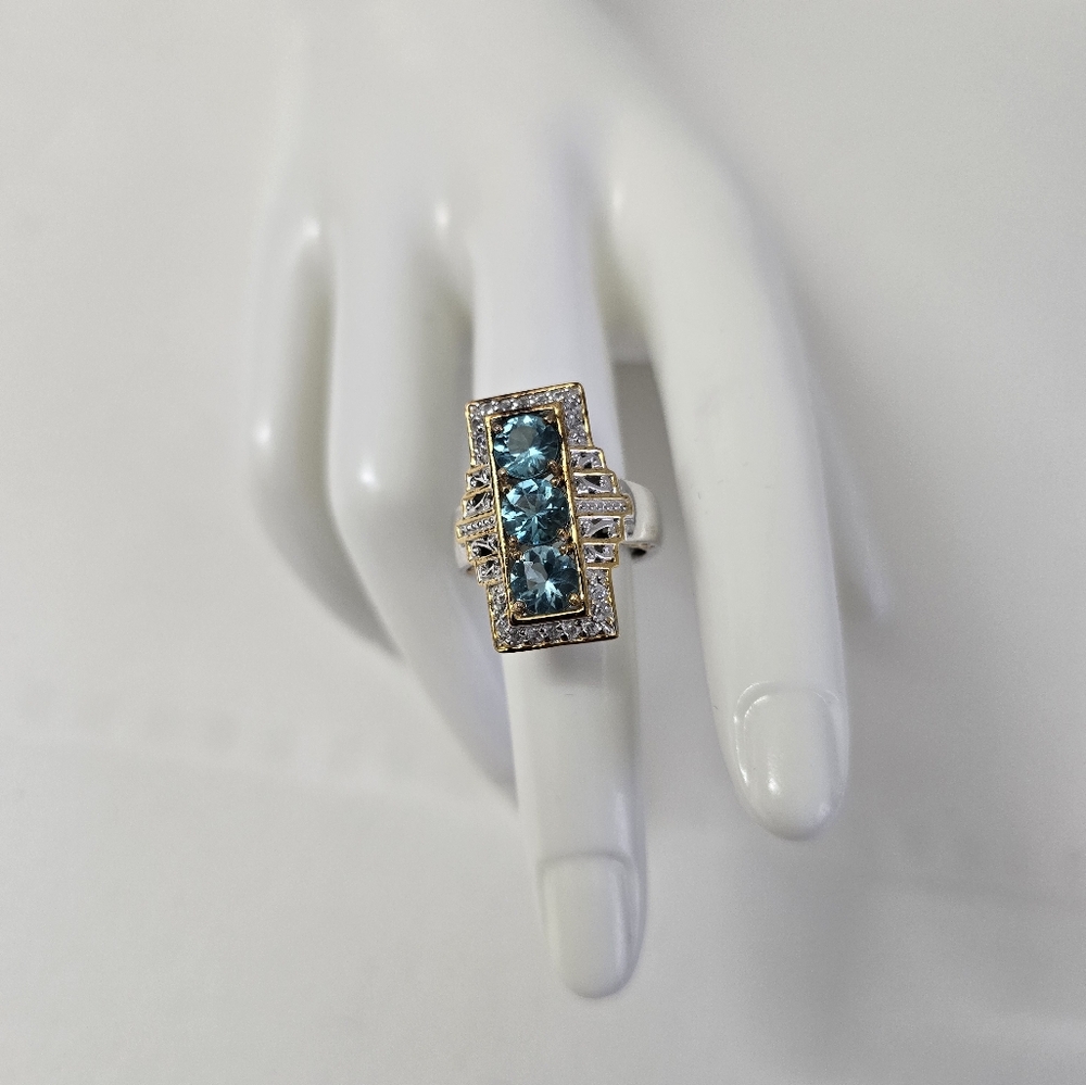Sterling Silver 925 Rectangular Design Vibrant RING - Picture 5 of 7